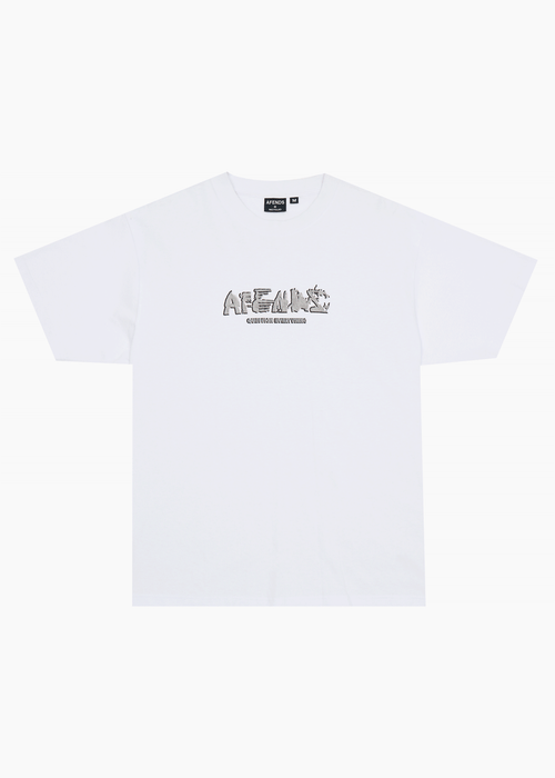 AFENDS Mens Lqd Metal - Heavyweight Boxy Tee - White