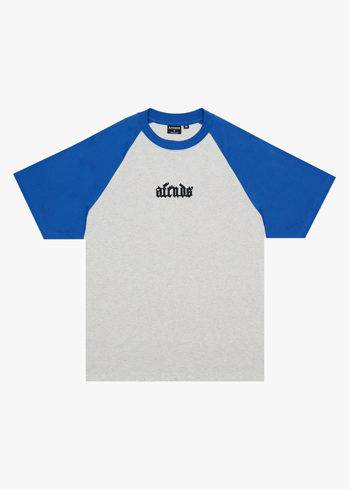 AFENDS Mens Drop Zone - Heavyweight Raglan Tee - Grey Marle