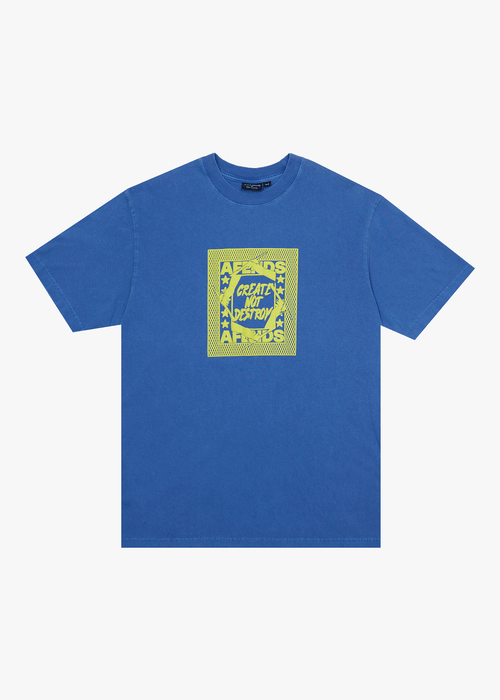 AFENDS Mens Painter - Retro Tee - Washed Marina