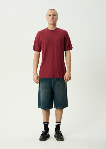 AFENDS Mens Classic - Retro Tee - Washed Burgundy