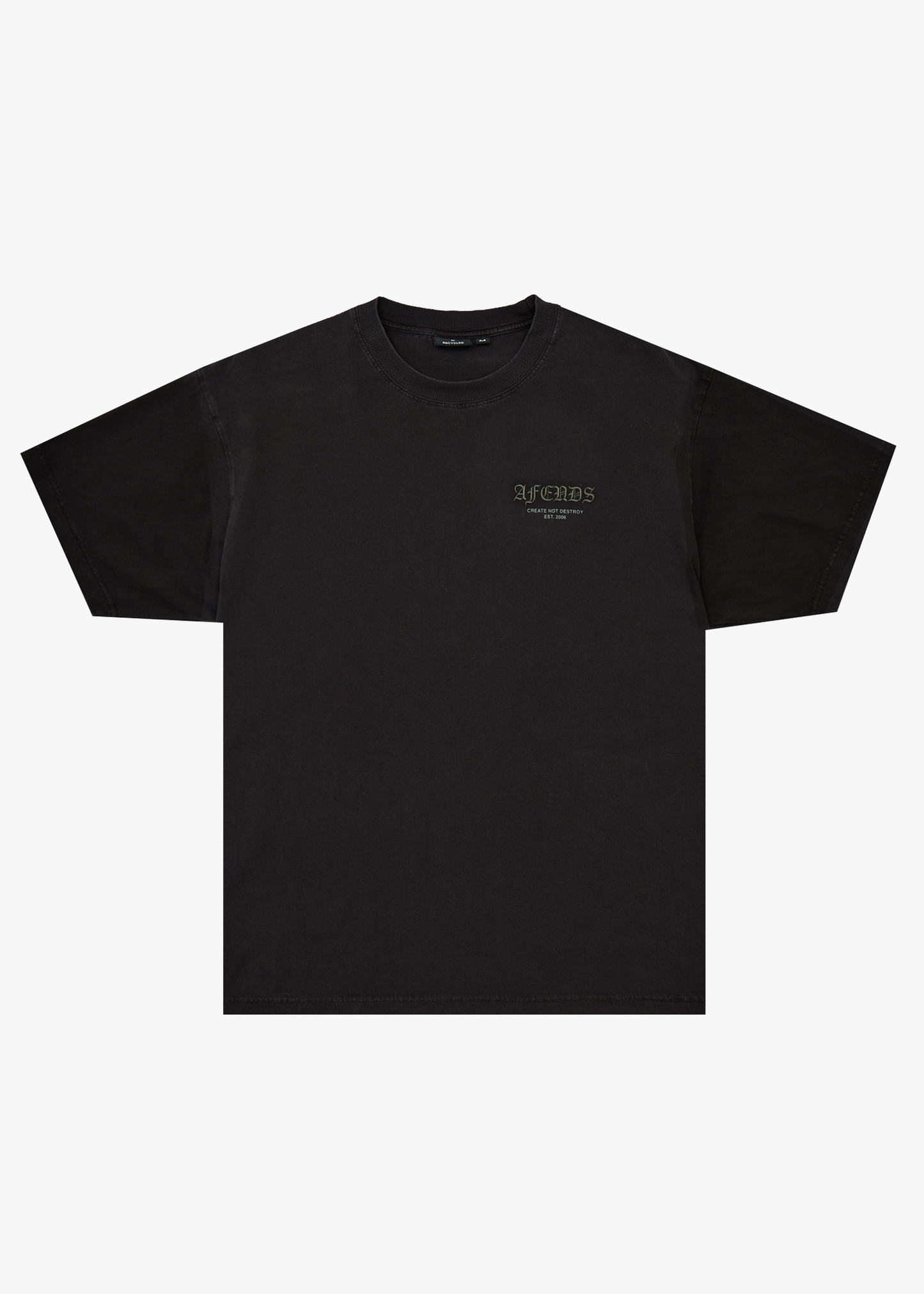 AFENDS Mens Hq - Boxy Tee - Stone Black