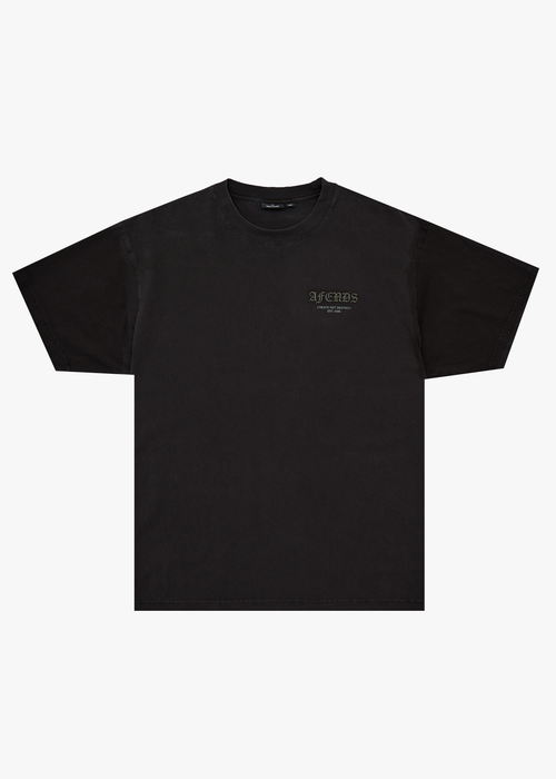 AFENDS Mens Hq - Boxy Tee - Stone Black