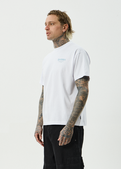 AFENDS Mens Hq - Boxy Tee - White