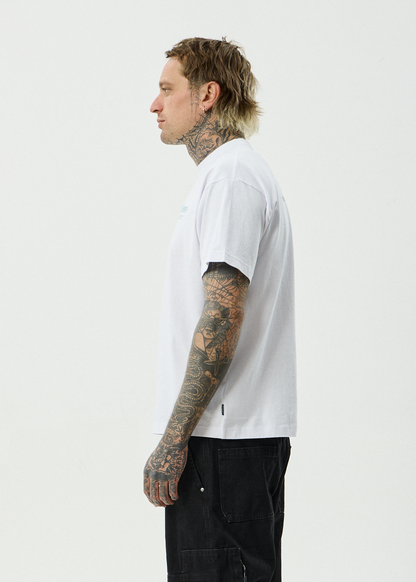 AFENDS Mens Hq - Boxy Tee - White