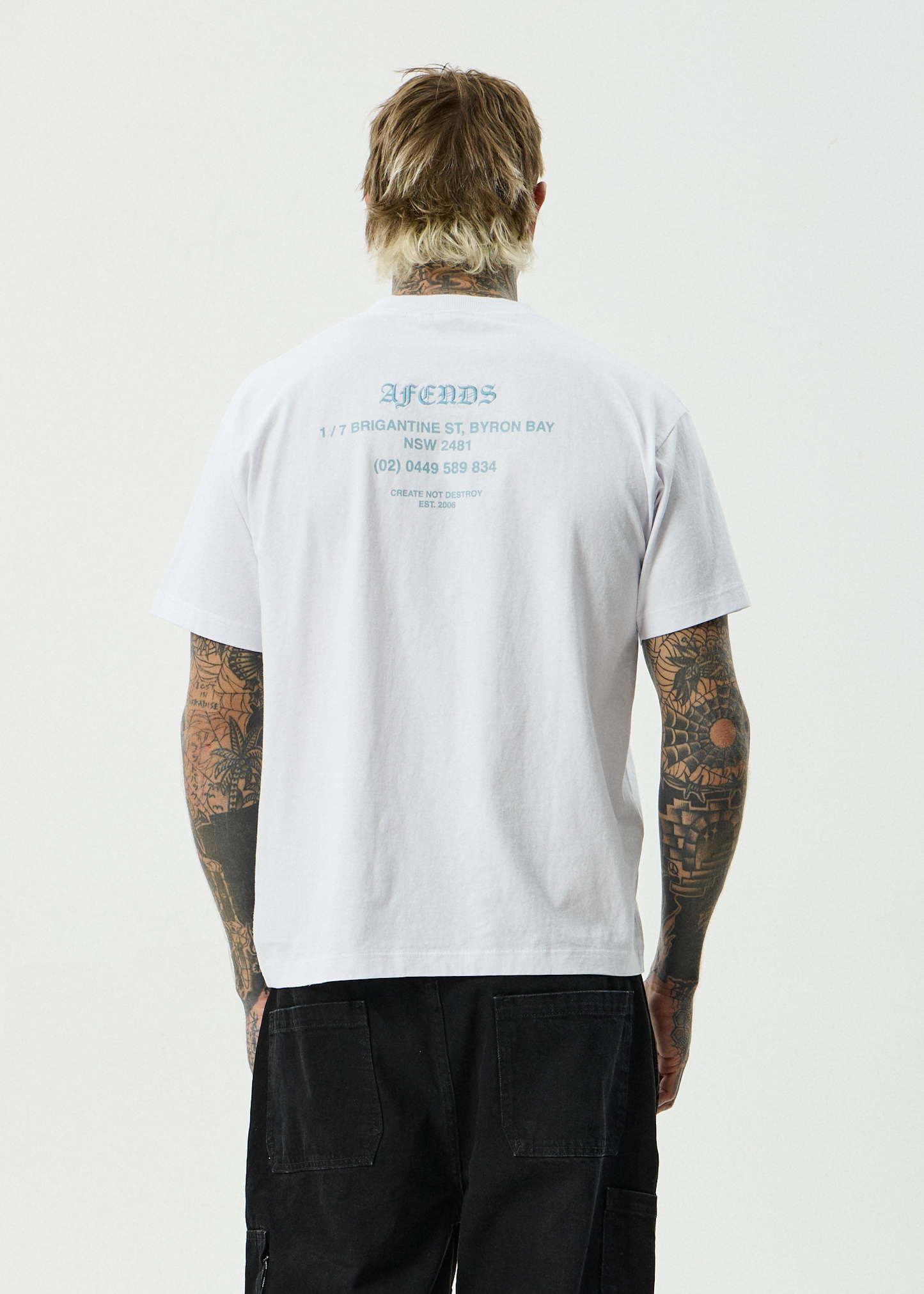 AFENDS Mens Hq - Boxy Tee - White
