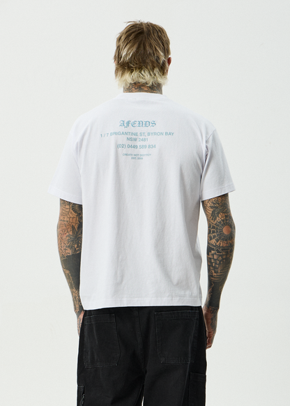 AFENDS Mens Hq - Boxy Tee - White