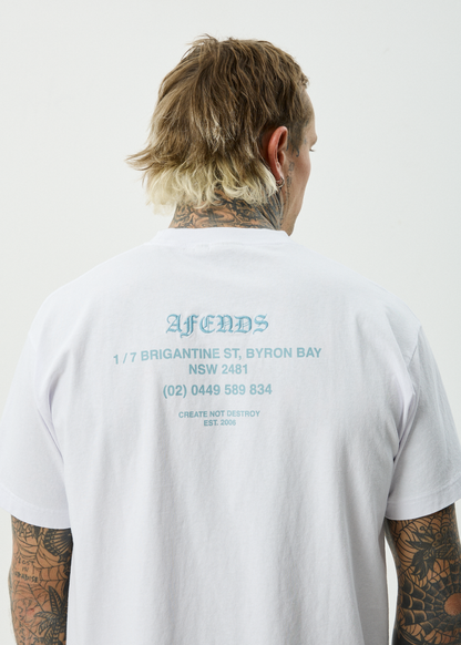 AFENDS Mens Hq - Boxy Tee - White