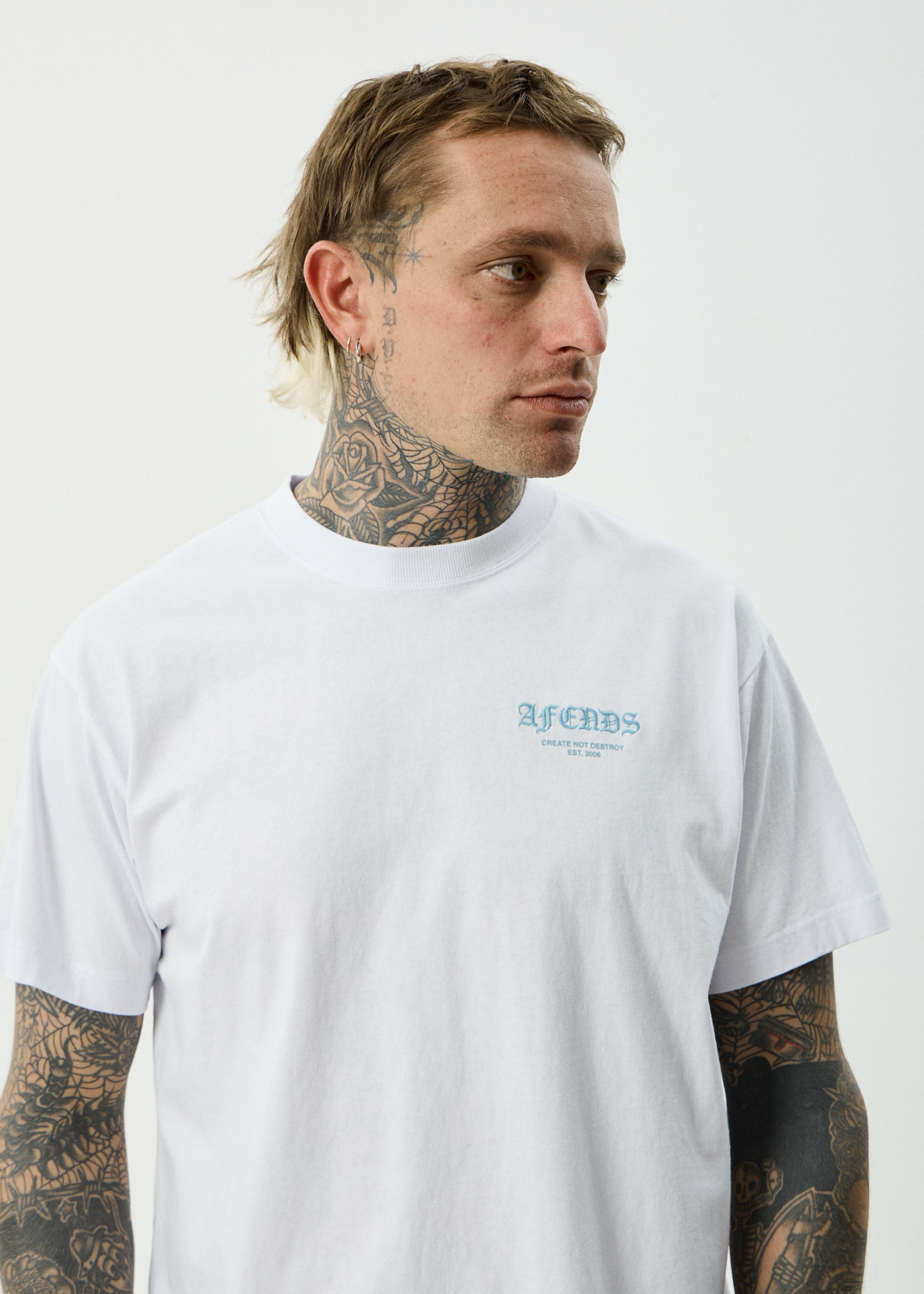 AFENDS Mens Hq - Boxy Tee - White