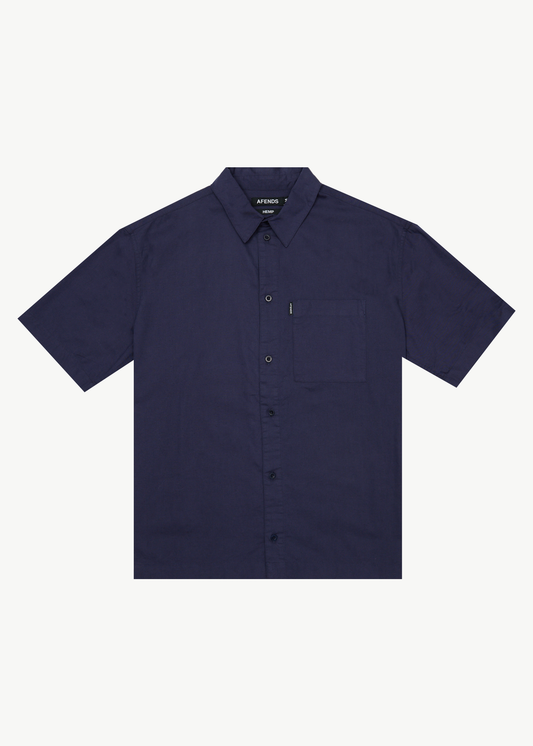 AFENDS Mens Everyday - Short Sleeve Shirt - Deep Sea