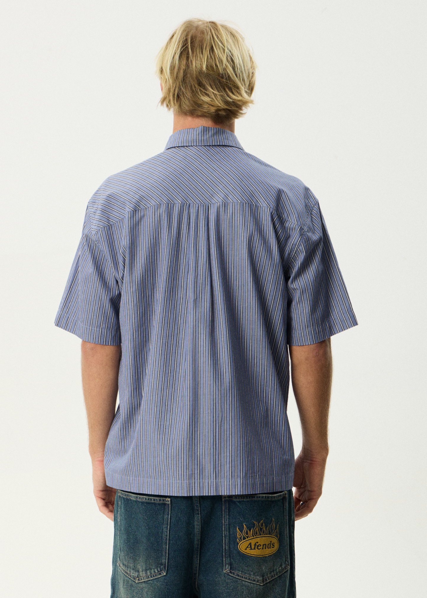 AFENDS Mens Shipwreck Stripe - Short Sleeve Shirt - Marlin