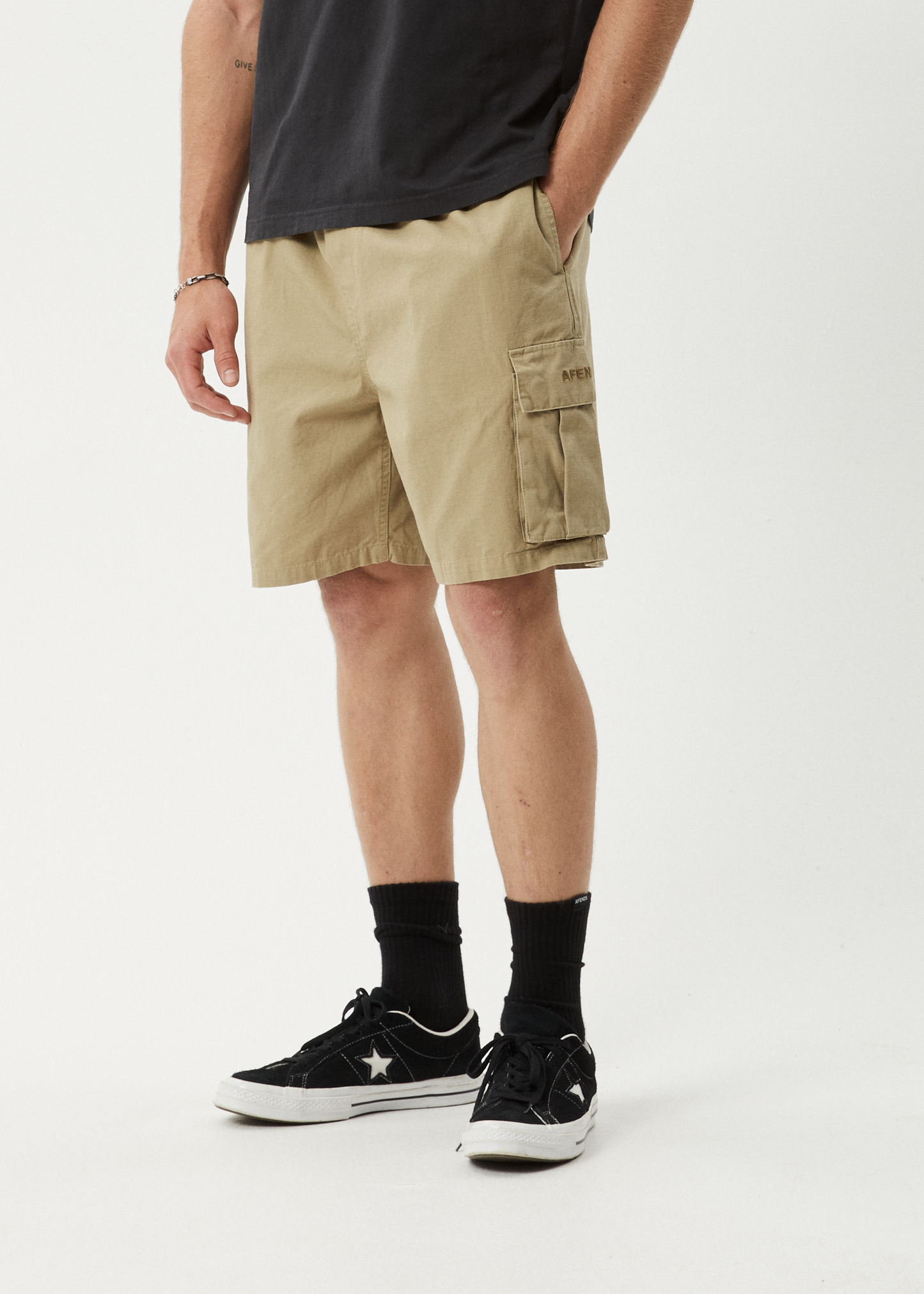 AFENDS Mens Ripped Out 98 - Oversized Cargo Short 22" - Boa