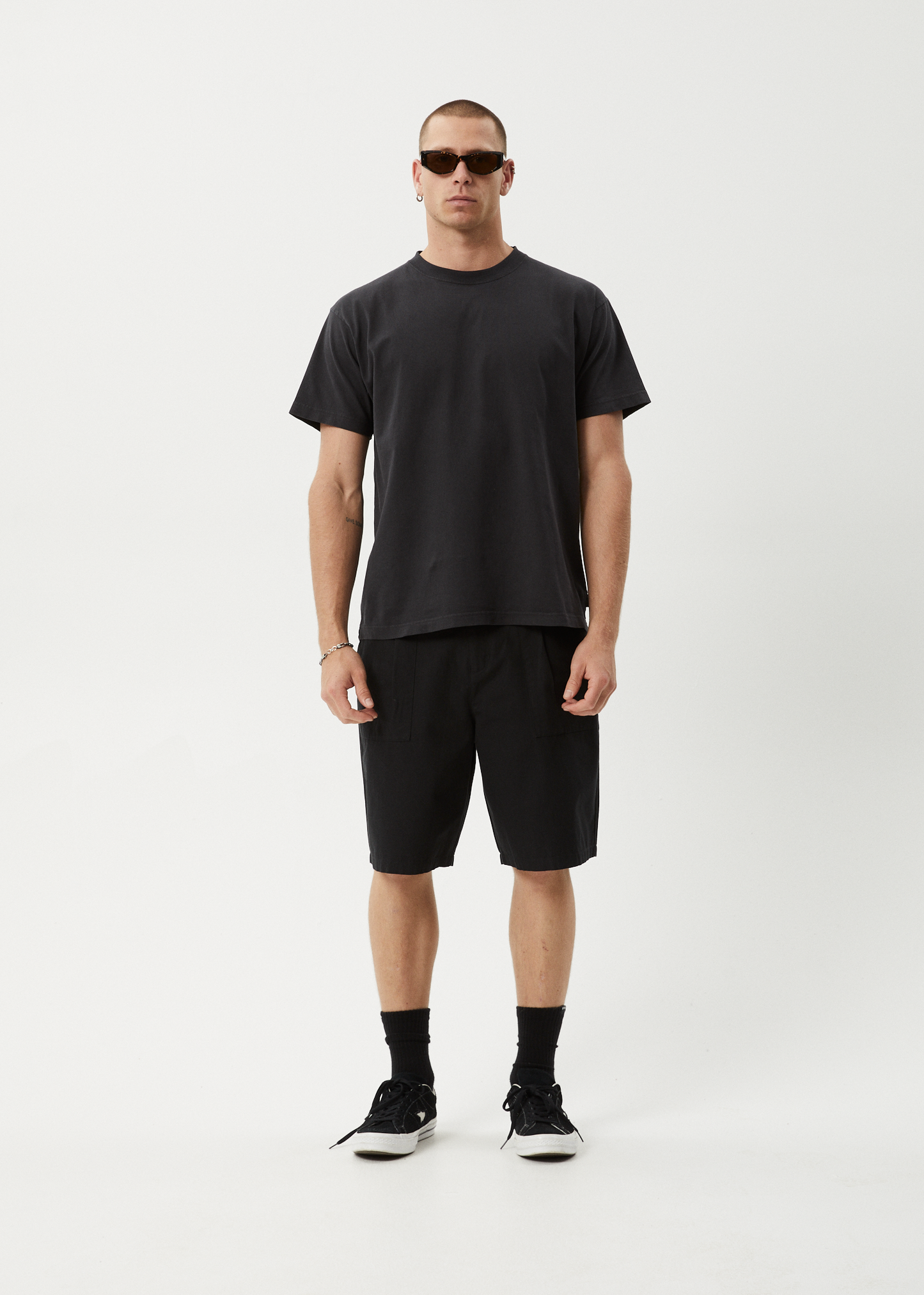 AFENDS Mens Glider - Pleated Short 22" - Black