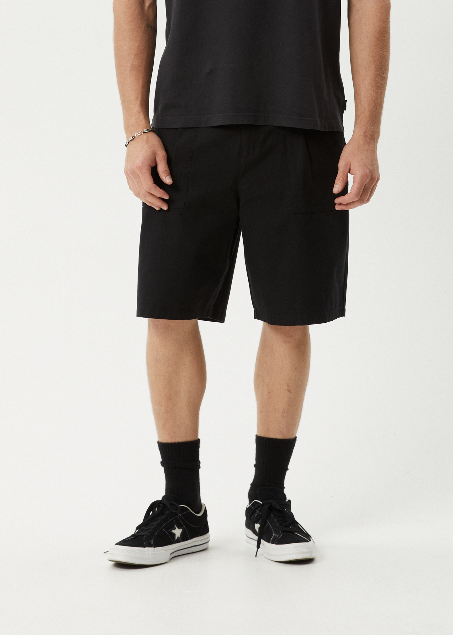AFENDS Mens Glider - Pleated Short 22" - Black