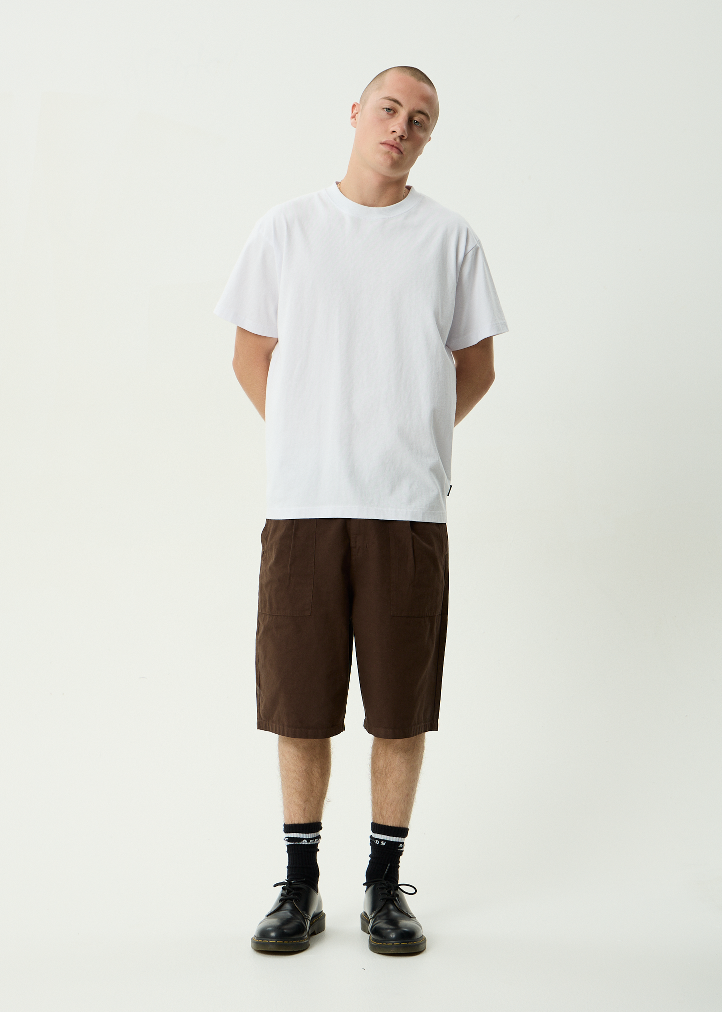 AFENDS Mens Glider - Pleated Short 22" - Coffee