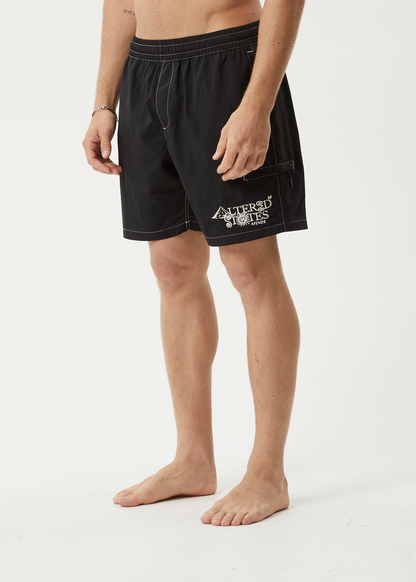 AFENDS Mens Deep State - Baywatch Swim Short 18" - Black
