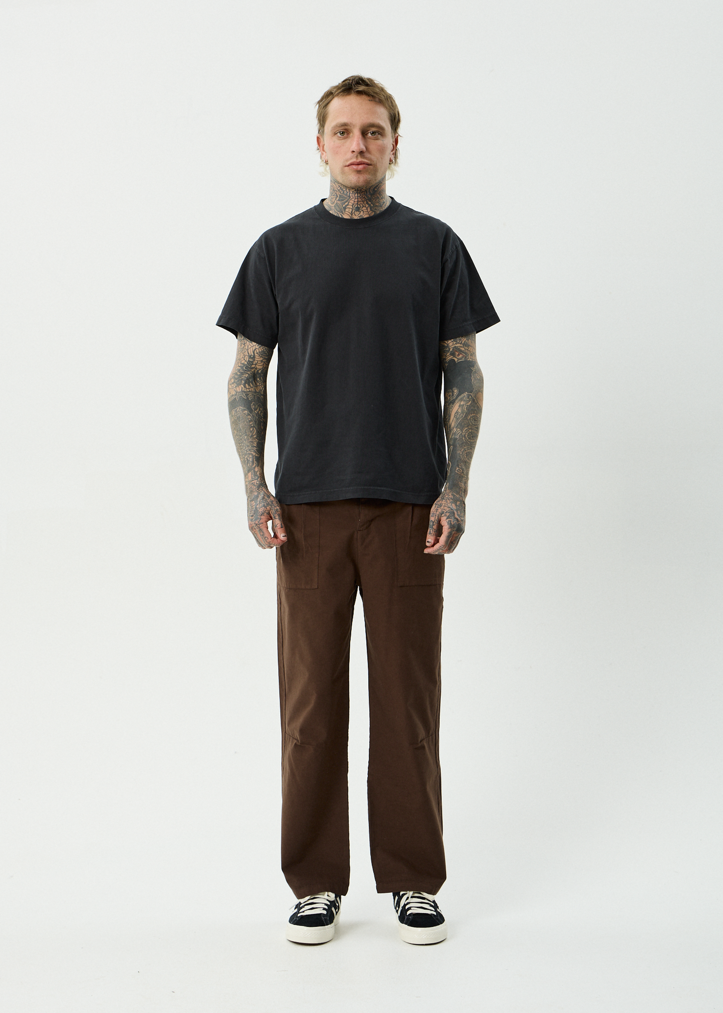 AFENDS Mens Glider - Pleated Pant - Coffee