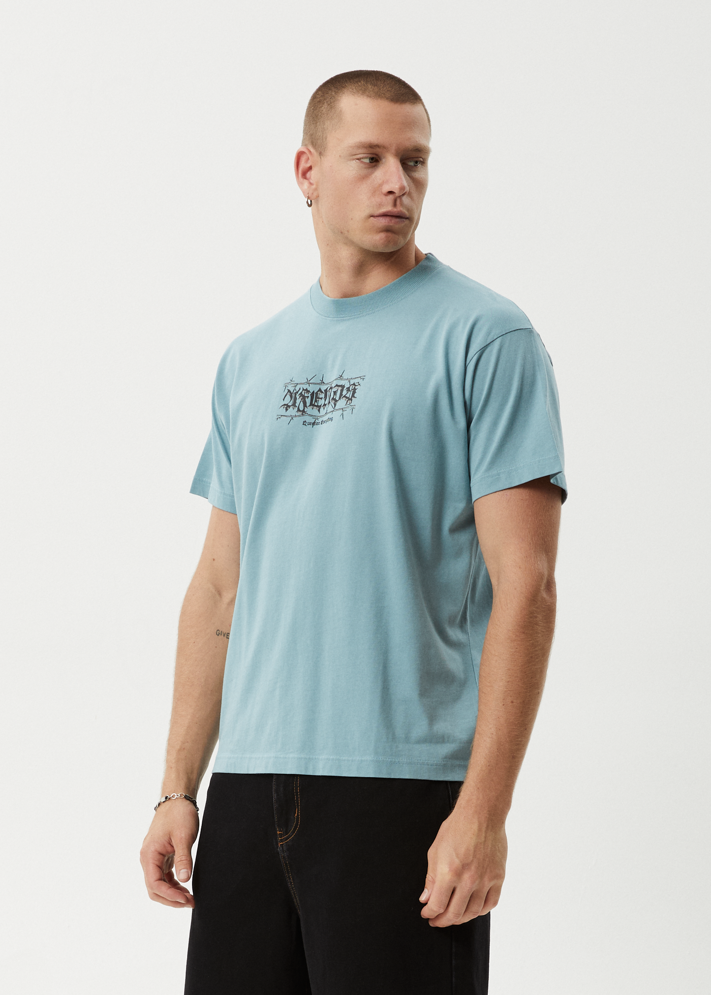 AFENDS Mens Thorny - Boxy Tee - Ocean Spray