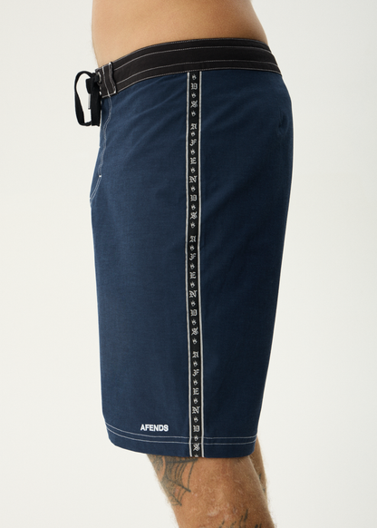 AFENDS Mens The Wreck - Fixed Waist Boardshort 20" - Navy