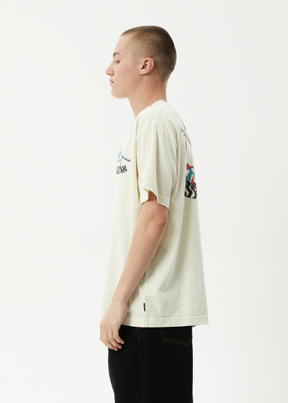 AFENDS Mens Smiling Assassin - Boxy Tee - Limestone