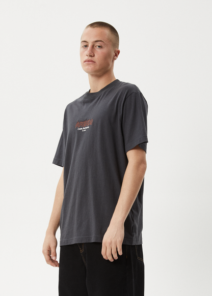 AFENDS Mens Ember - Retro Tee - Charcoal