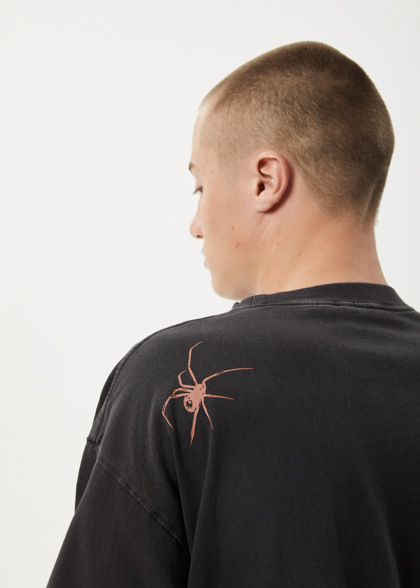 AFENDS Mens Webhead - Boxy Tee - Stone Black