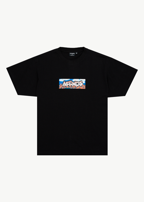 AFENDS Mens Wall Flower - Boxy Tee - Black