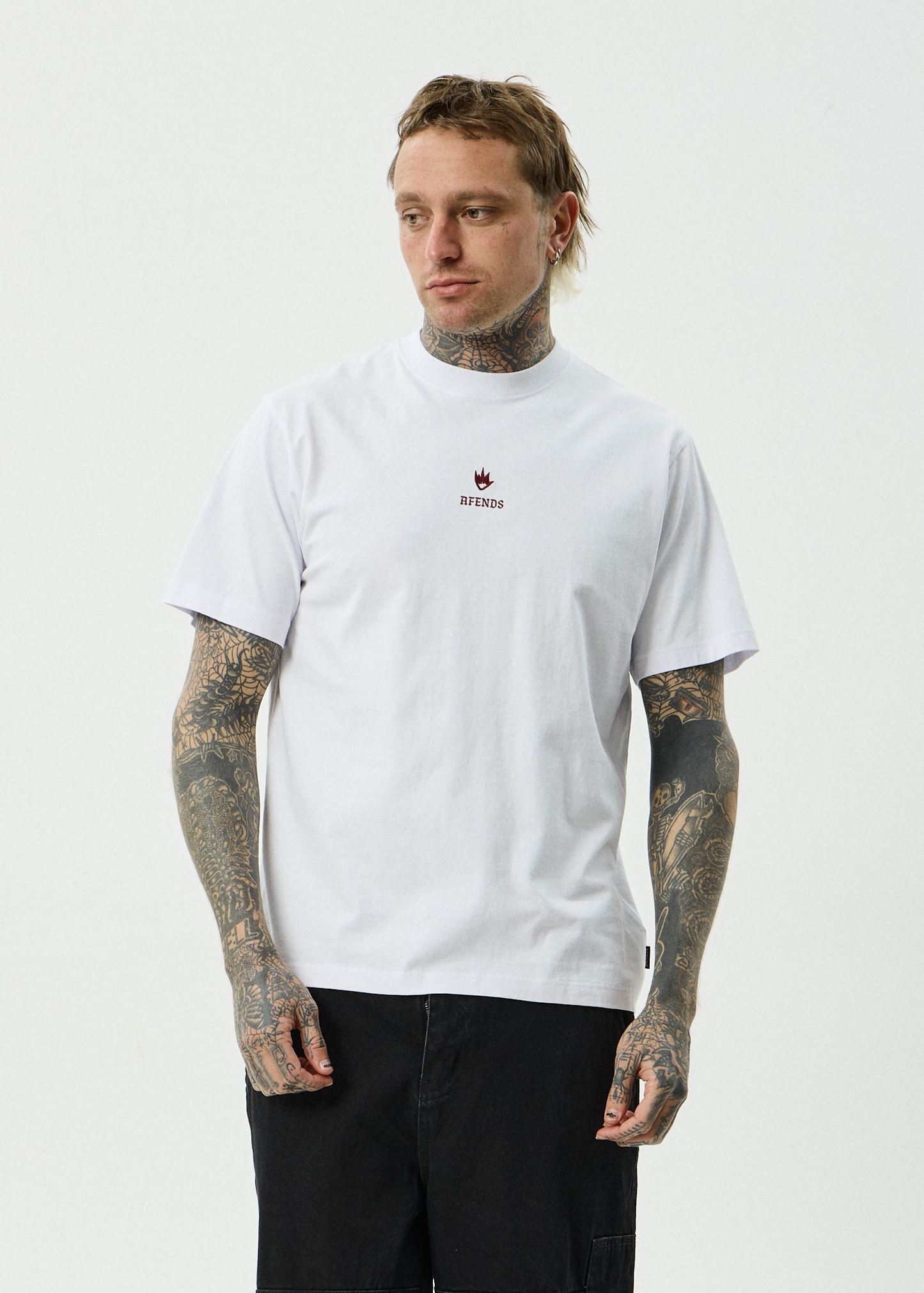 AFENDS Mens Burnin - Retro Tee - White
