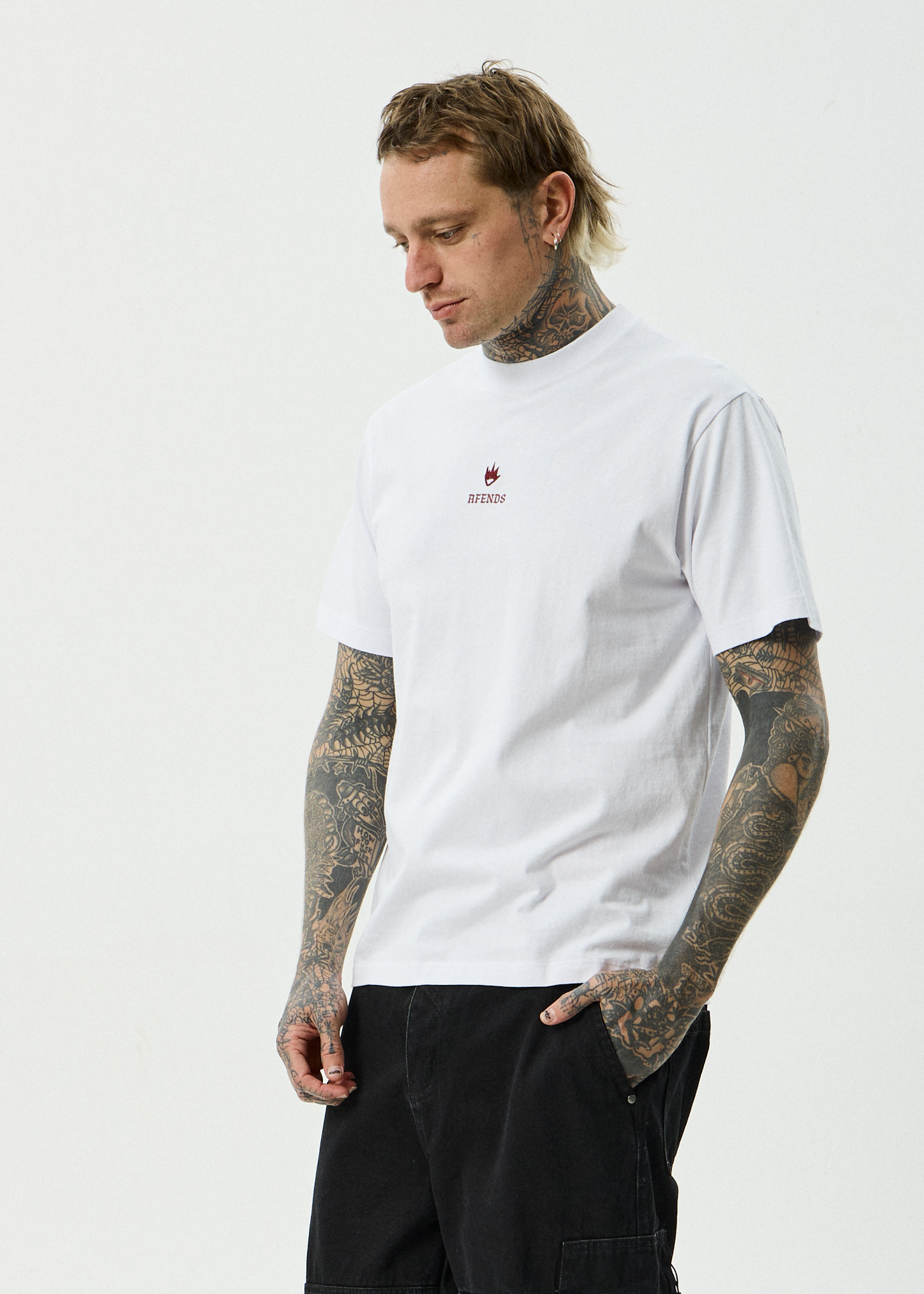 AFENDS Mens Burnin - Retro Tee - White