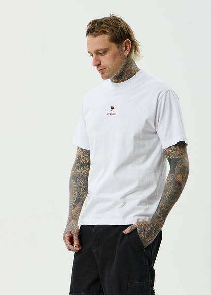 AFENDS Mens Burnin - Retro Tee - White