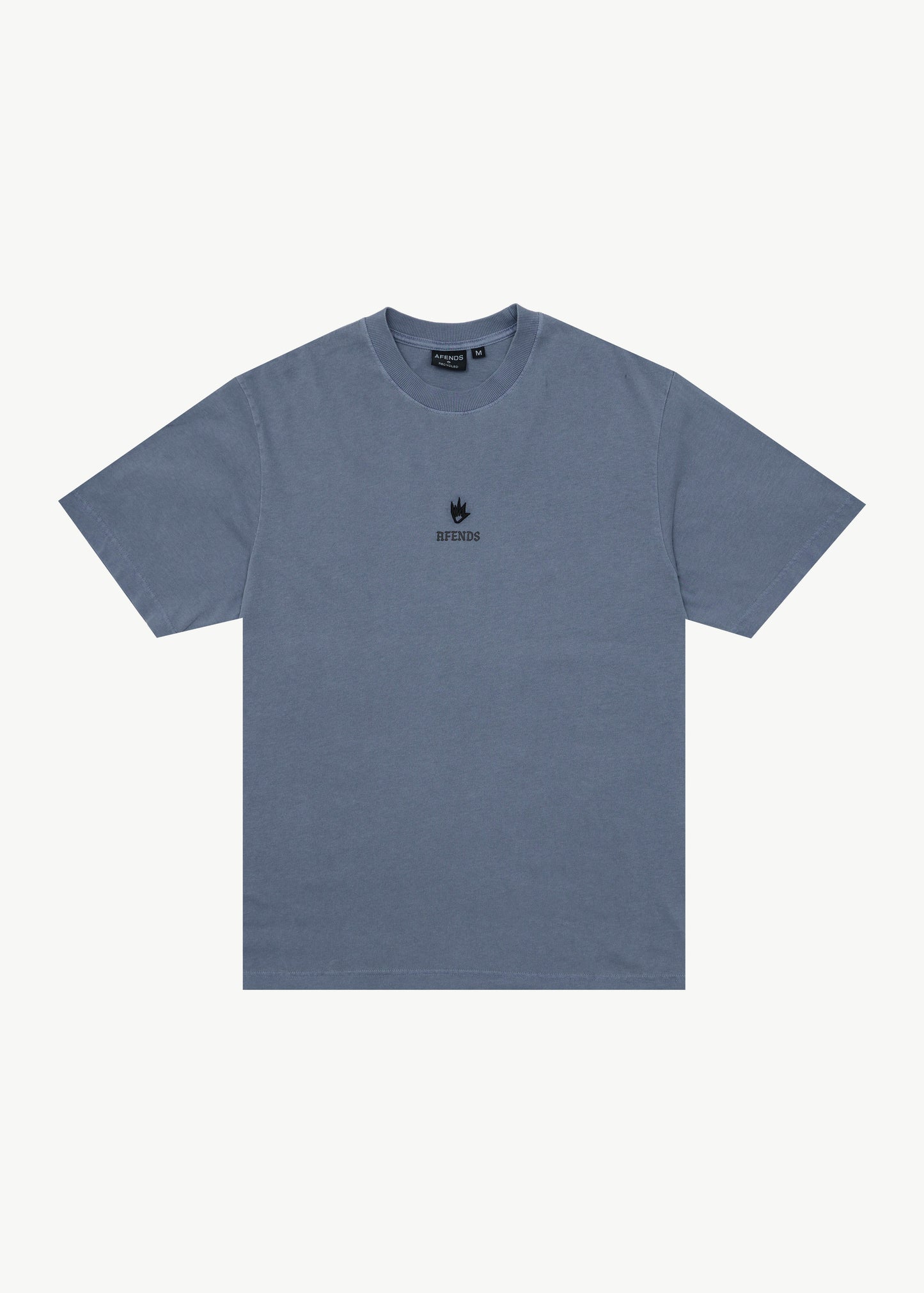 AFENDS Mens Burnin - Retro Tee - Washed Slate Blue