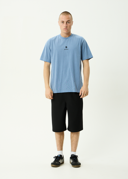 AFENDS Mens Burnin - Retro Tee - Washed Slate Blue