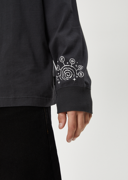 AFENDS Mens Cosmic - Long Sleeve Tee - Charcoal