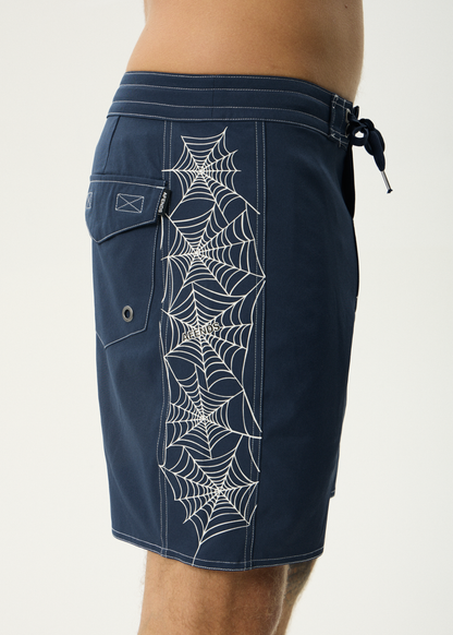 AFENDS Mens Webhead - Surf Related Boardshort 18" - Navy