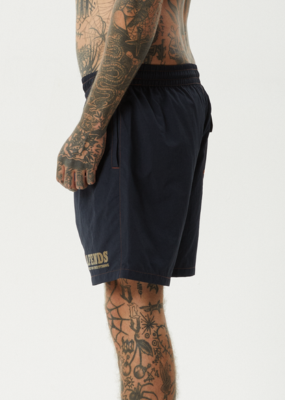 AFENDS Mens Nuts N Bolts - Baywatch Swim Short 18" - Deep Sea