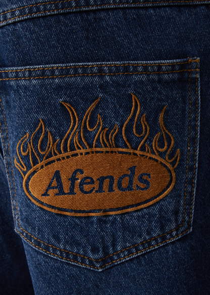 AFENDS Mens Fast Forward - Denim Ultra Baggy Jean - Authentic Blue