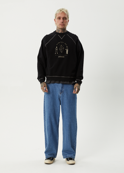 AFENDS Mens Dance Party - Crew Neck Jumper - Black