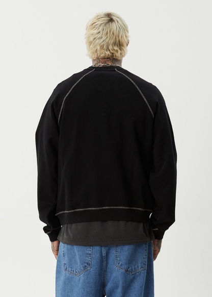 AFENDS Mens Dance Party - Crew Neck Jumper - Black