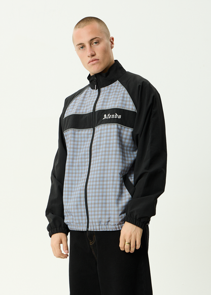 AFENDS Mens Spicy - Sports Spray Jacket - Slate Blue Check