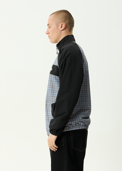 AFENDS Mens Spicy - Sports Spray Jacket - Slate Blue Check