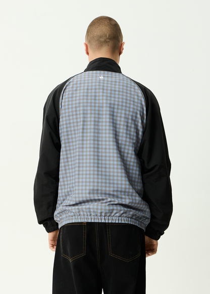 AFENDS Mens Spicy - Sports Spray Jacket - Slate Blue Check