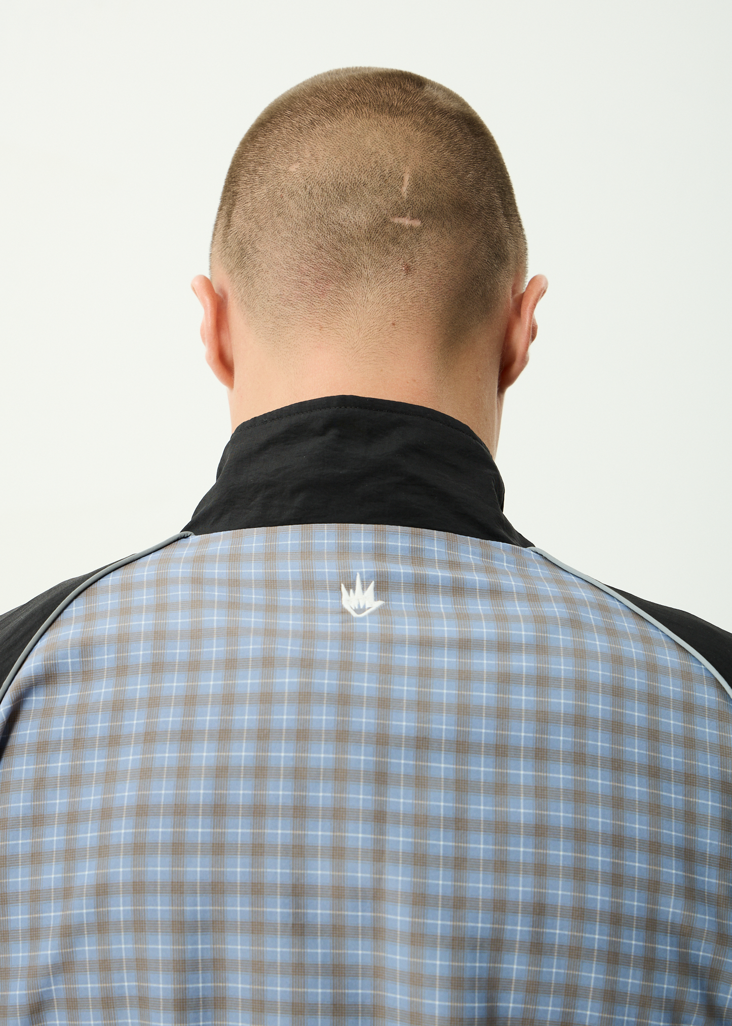 AFENDS Mens Spicy - Sports Spray Jacket - Slate Blue Check