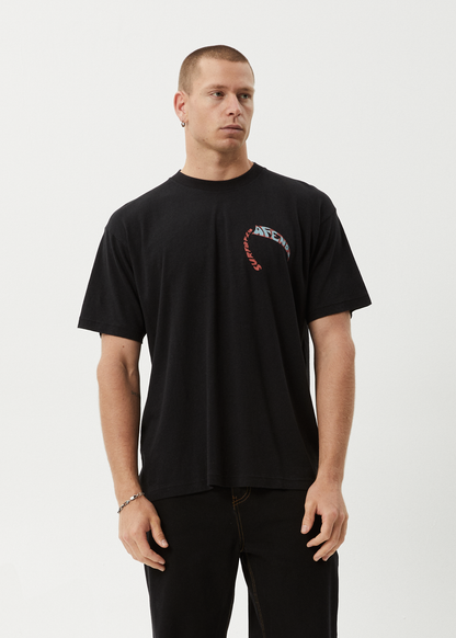 AFENDS Mens Surf Or Fly - Boxy Tee - Black