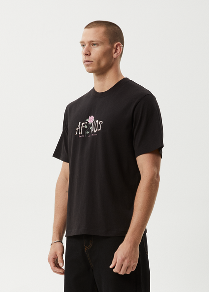 AFENDS Mens Smell The Roses - Retro Tee - Black