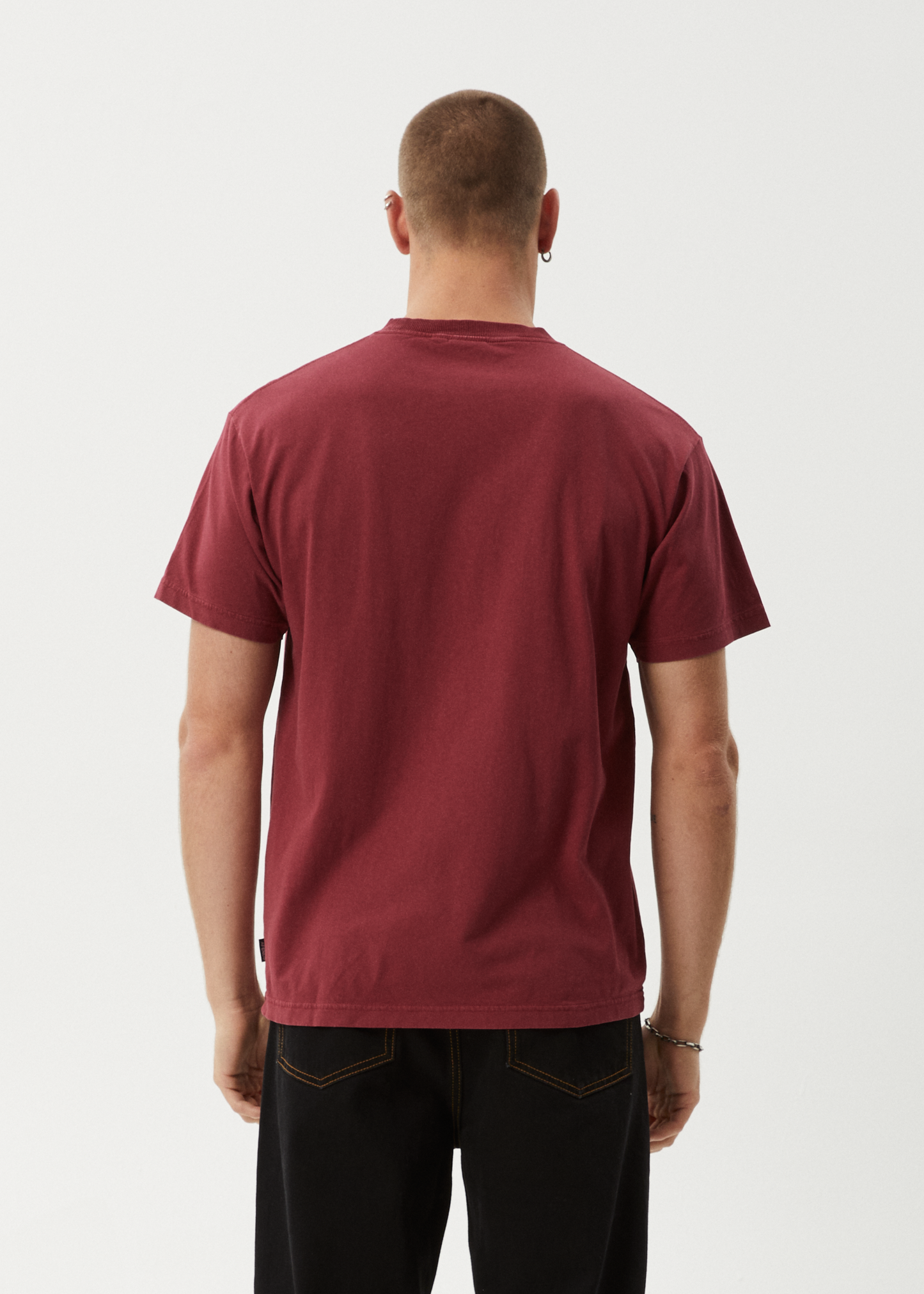 AFENDS Mens Mace Life - Boxy Tee - Washed Burgundy