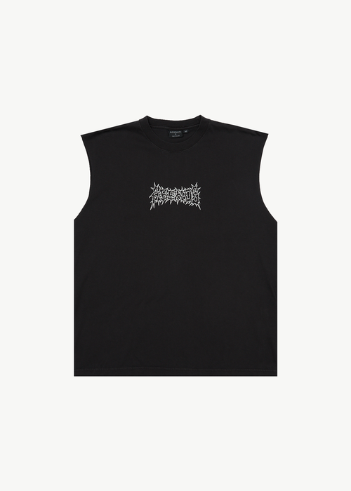 AFENDS Mens Mental - Sleeveless Tee - Stone Black