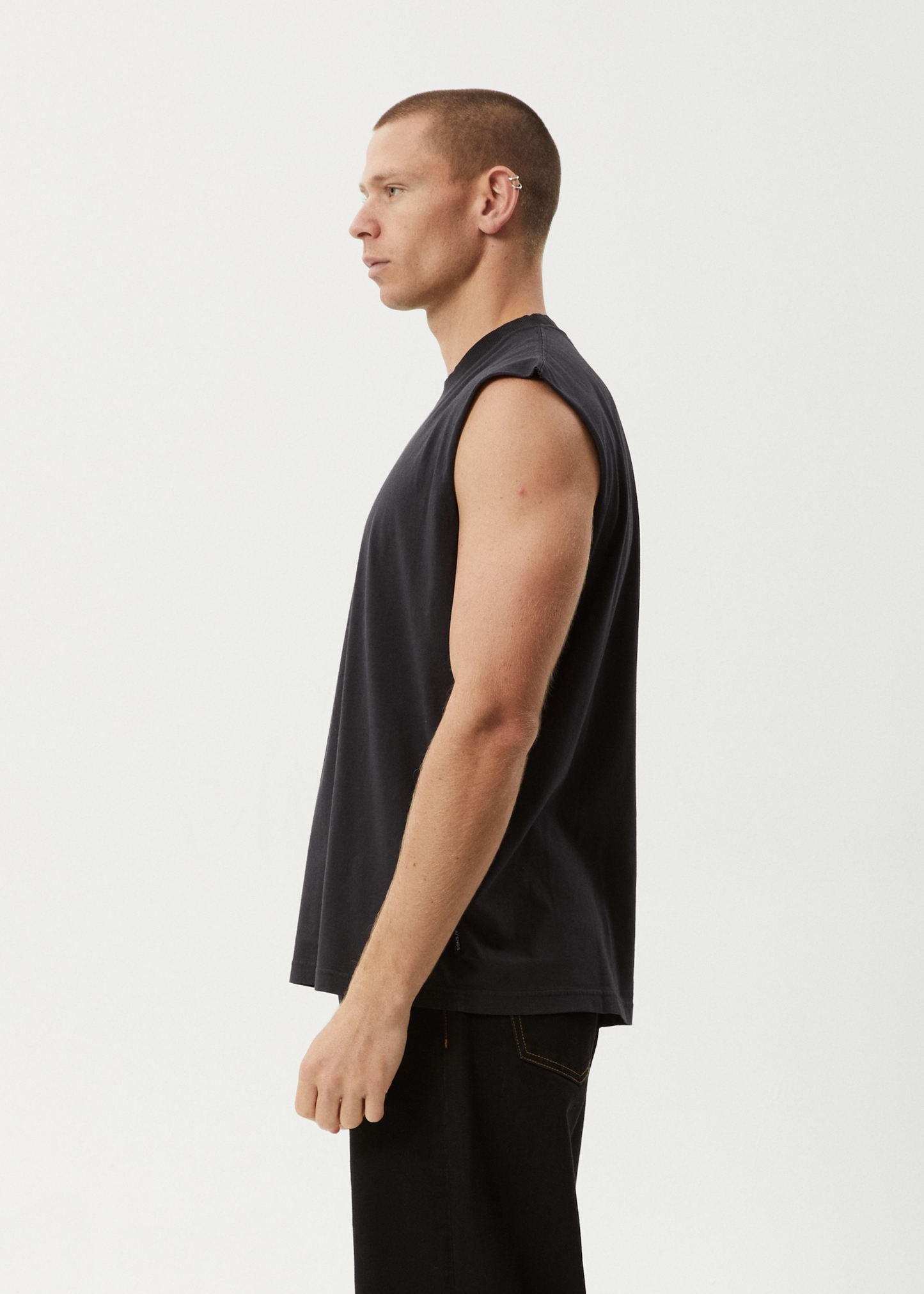 AFENDS Mens Mental - Sleeveless Tee - Stone Black