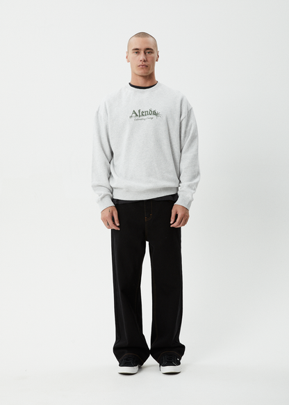 AFENDS Mens Mace - Crew Neck Jumper - Grey Marle