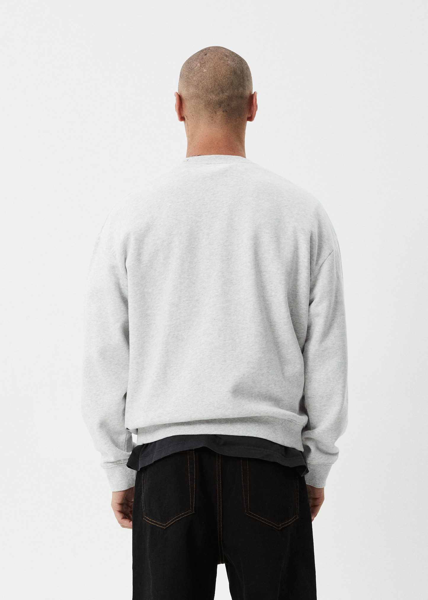 AFENDS Mens Mace - Crew Neck Jumper - Grey Marle