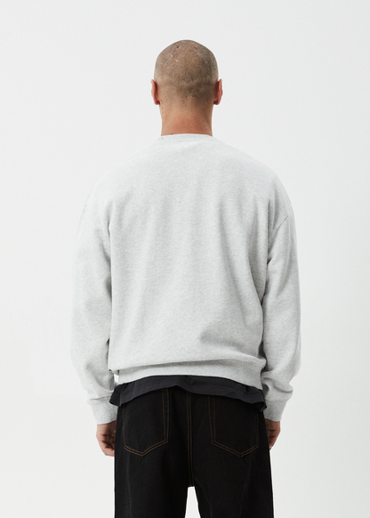AFENDS Mens Mace - Crew Neck Jumper - Grey Marle