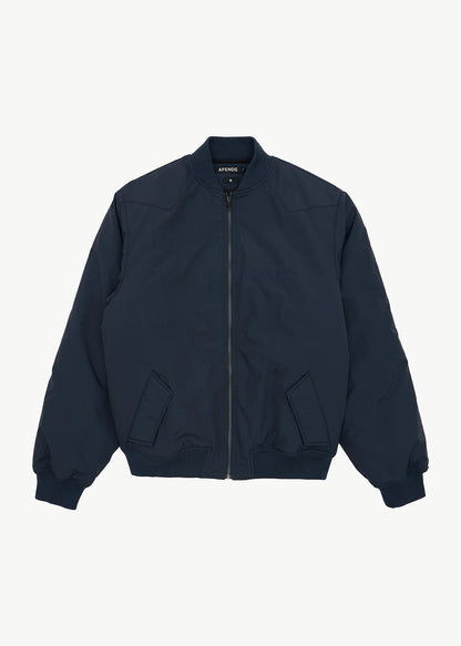 AFENDS Mens No More Bombs - Bomber Jacket - Deep Sea